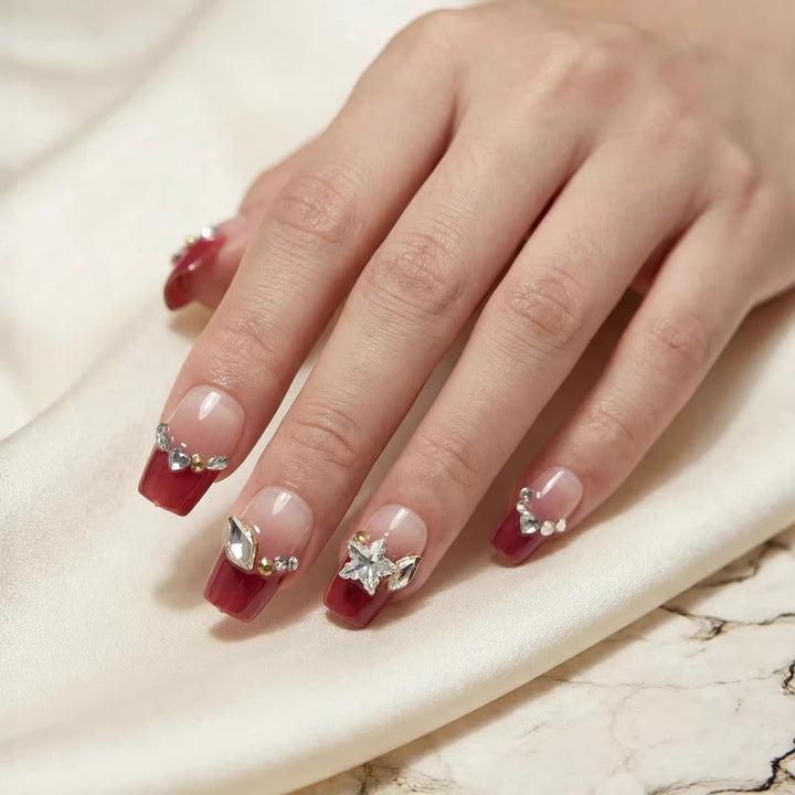 Decorative Rhinestone-Embellished Press-On Nail Tips Kalsten