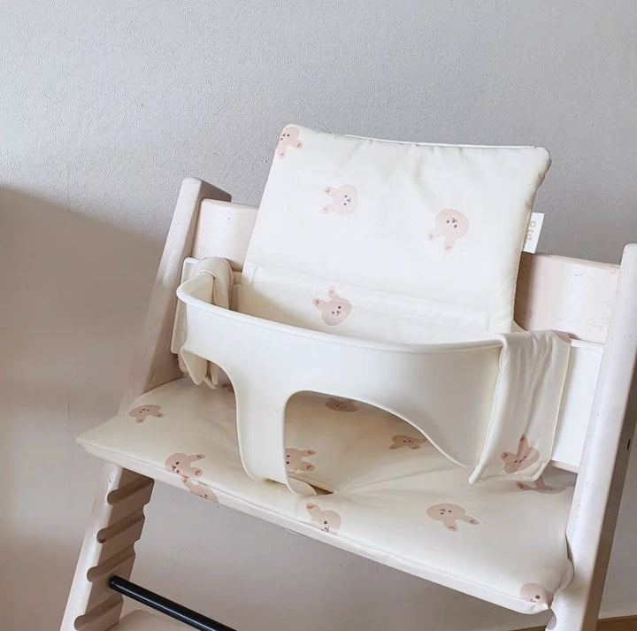 Padded High Chair Seat Cushion with Removable Cover and Safety Strap Openings
