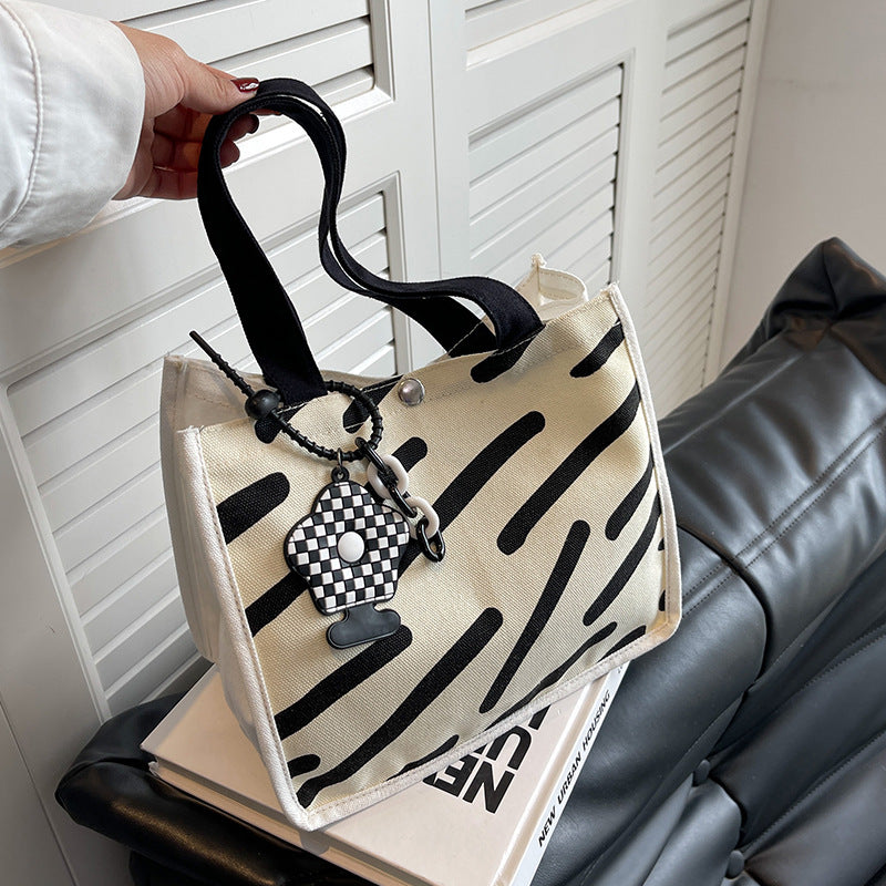 Modern Geometric Print Canvas Tote Bag