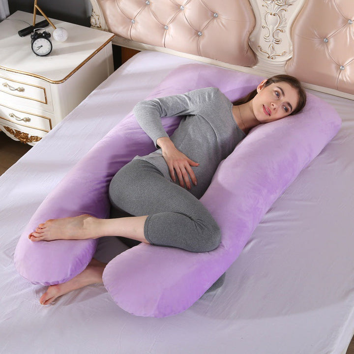 ergonomic U-shaped full-body maternity support pillow with removable washable velour cover and adjustable inner bolster Kalsten