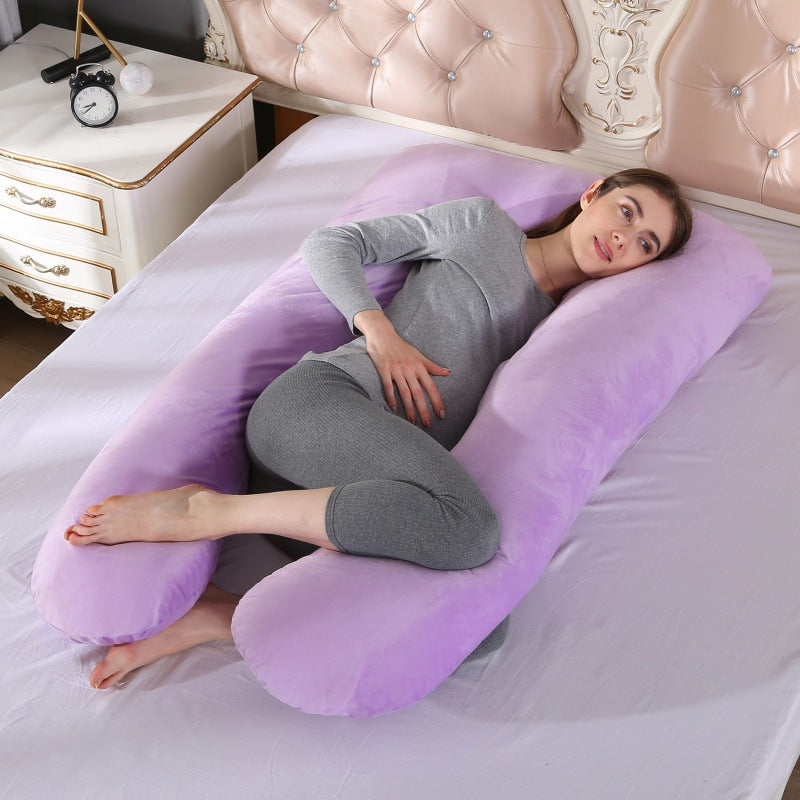 Full-Body U-Shaped Maternity Support Pillow With Removable Velour Cover