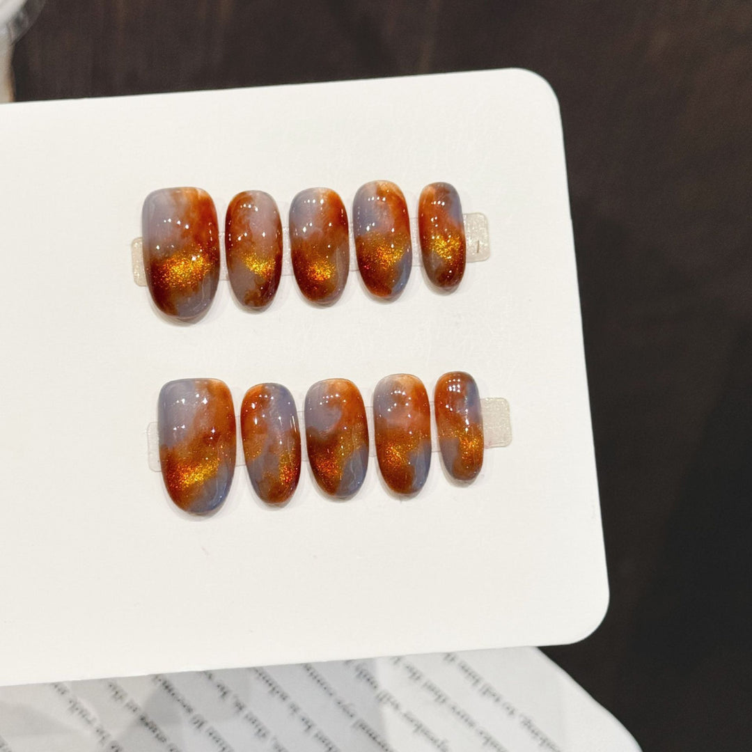 Artistic Ombre Press-On Nail Set with Glitter Accents