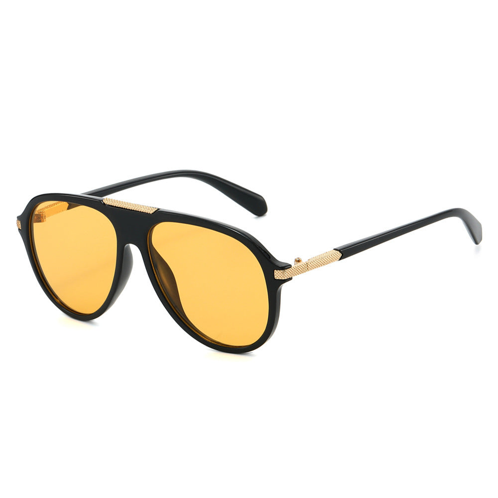 Oversized Aviator Sunglasses with Metallic Accents Kalsten