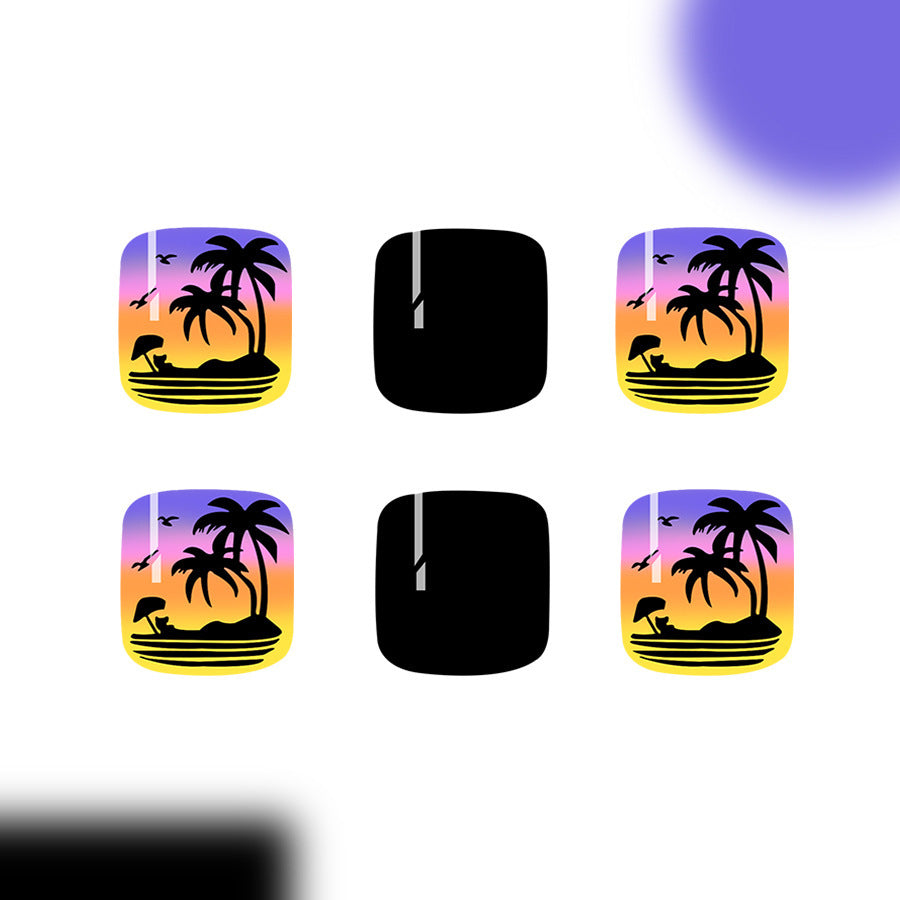 Artistic Summer-Themed Press-On Toenails Kalsten