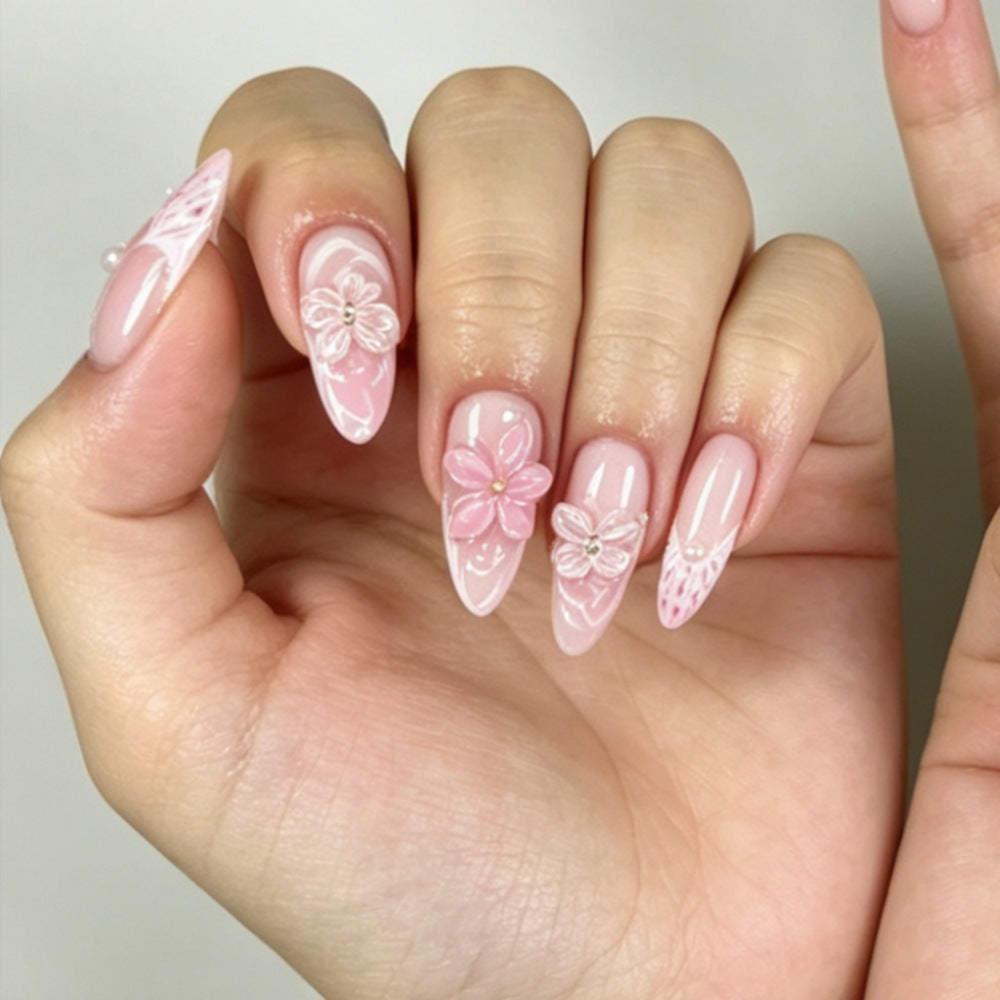 Floral Artistic Press-On Nails Set Kalsten