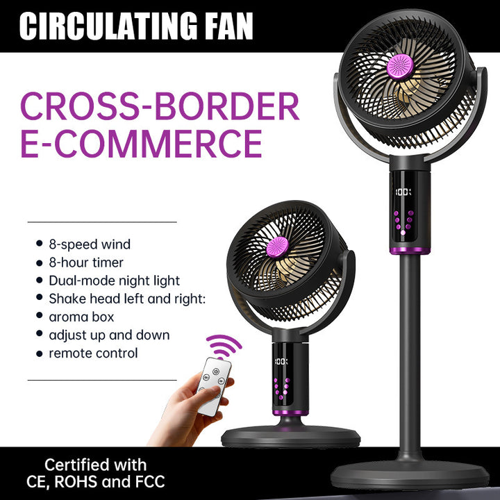 Unisex nan height-adjustable oscillating rechargeable pedestal fan with digital LED display remote and aromatherapy Kalsten