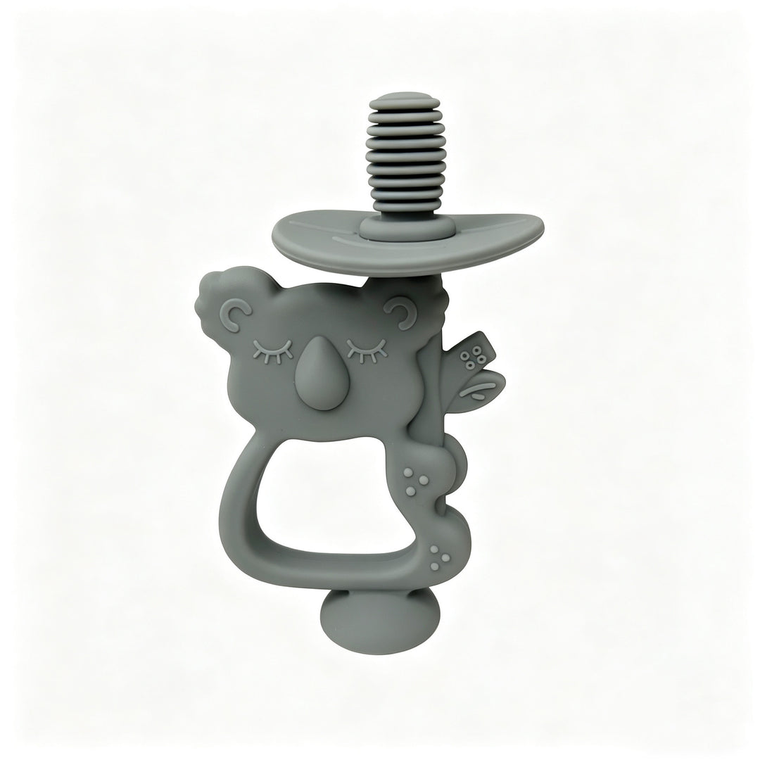 Silicone Koala Teething Ring with Ribbed Nipple and Ergonomic Handle