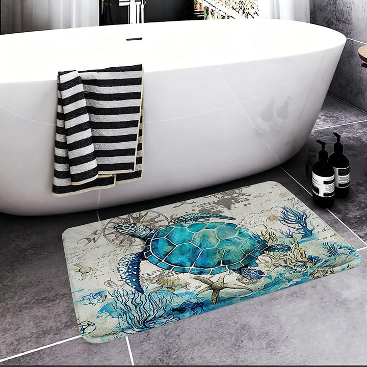 Coastal Nautical Bath Mat Kalsten