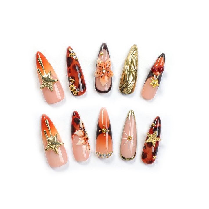 Acrylic nail set with elegant decorations Kalsten