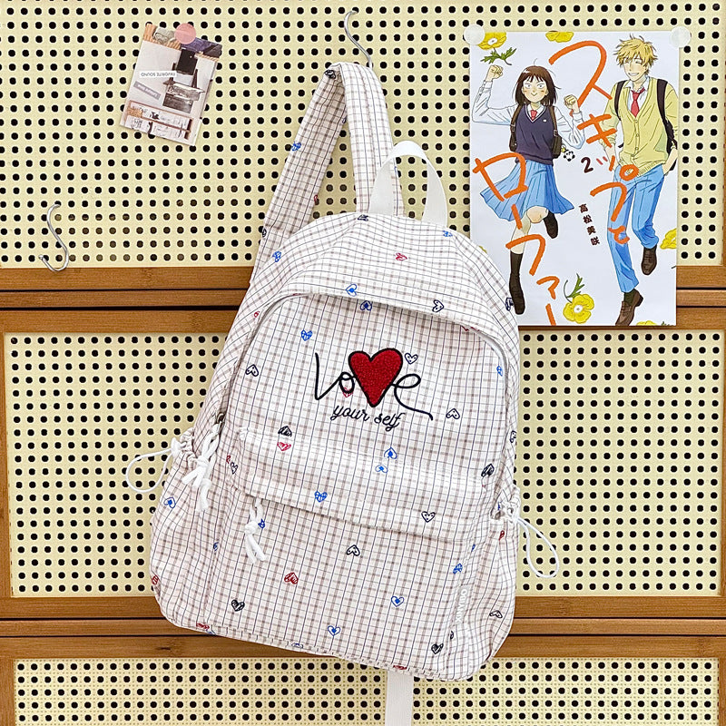 Embroidered Heart-Themed Casual Backpack Kalsten
