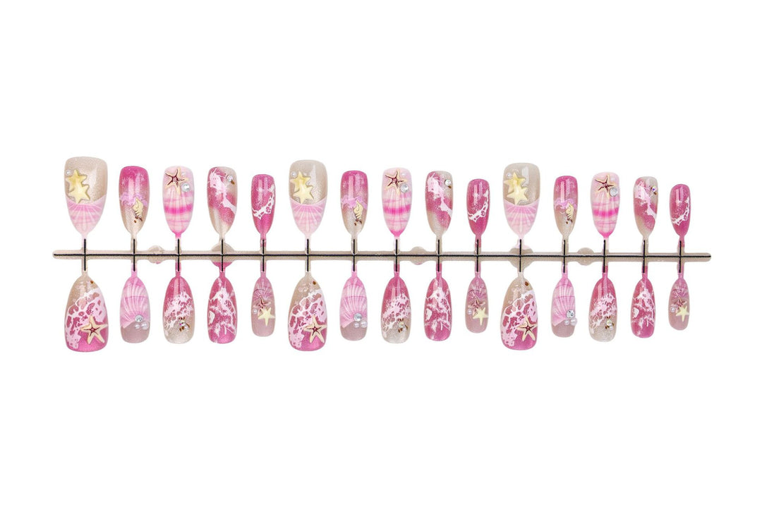Artificial nail set with maritime shell and star pattern Kalsten