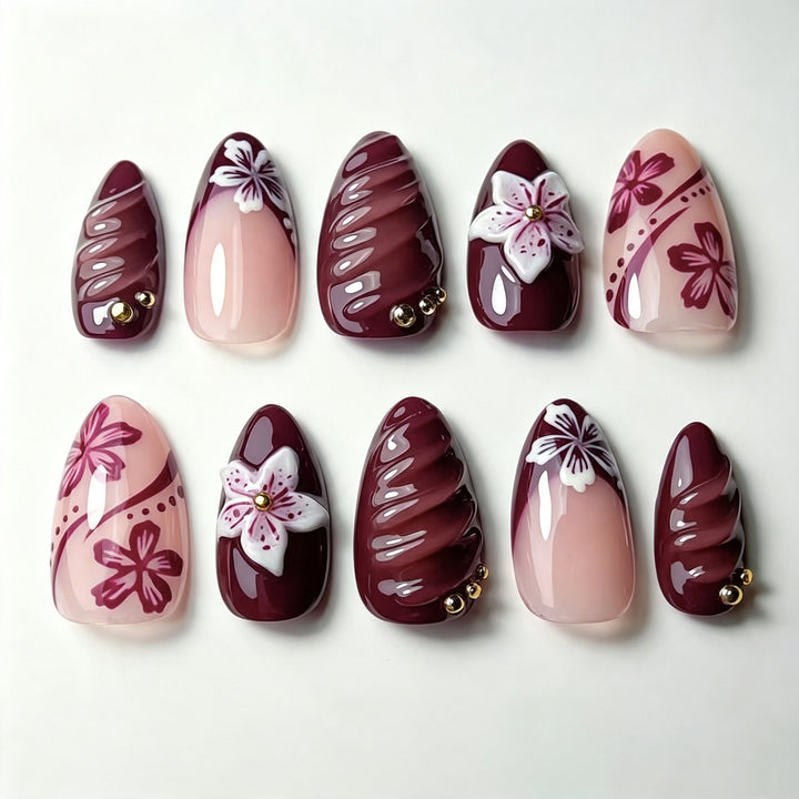 Artisan Floral Press-On Nail Design