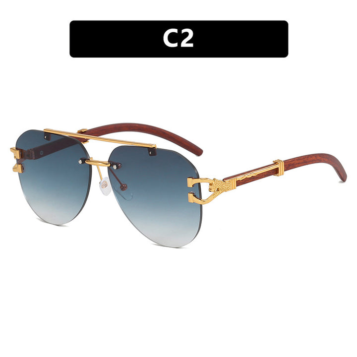 Ladies fashionable pilot sunglasses with luxurious metal accents and wood details Kalsten