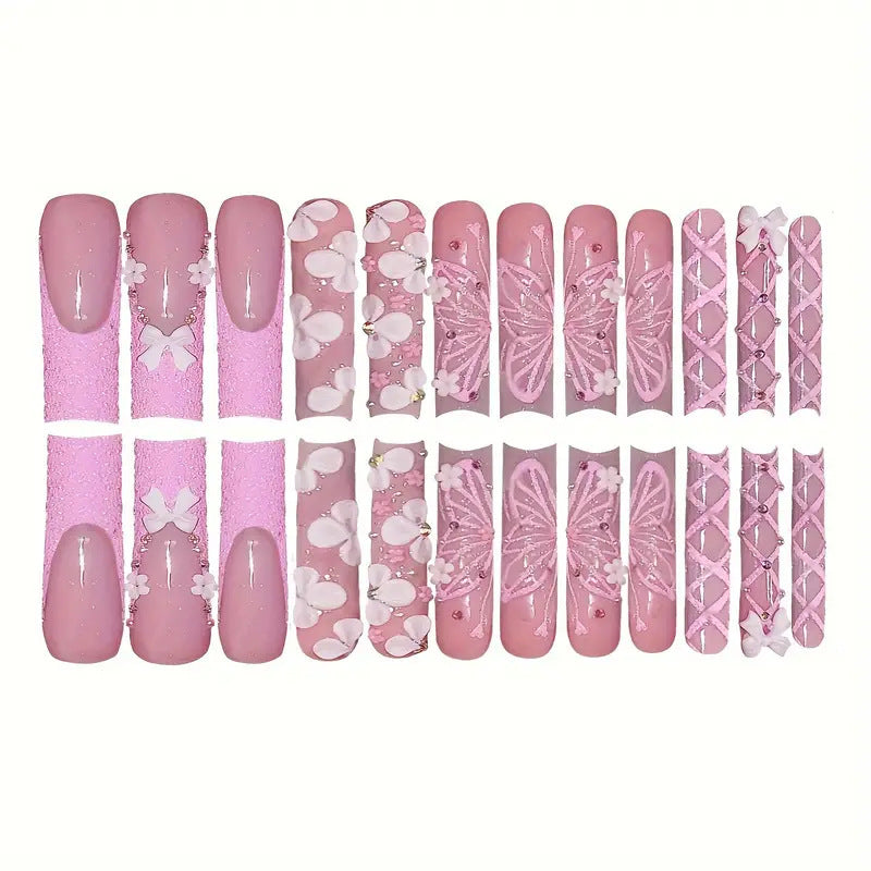Decorative 3D Floral Press-On Nail Art Kalsten