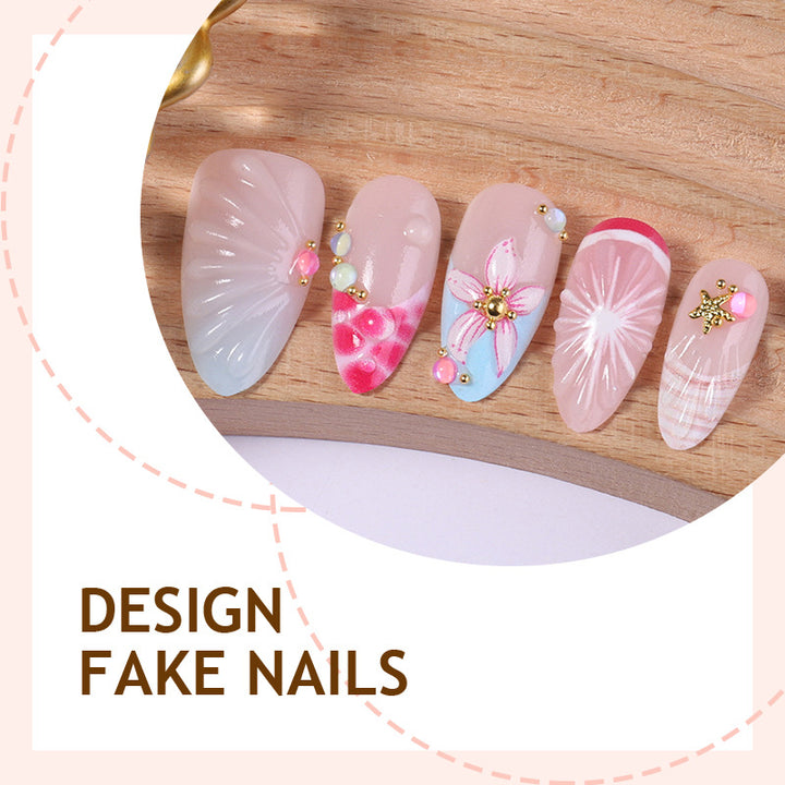 Creative nail art set with floral designs and decorative accents Kalsten