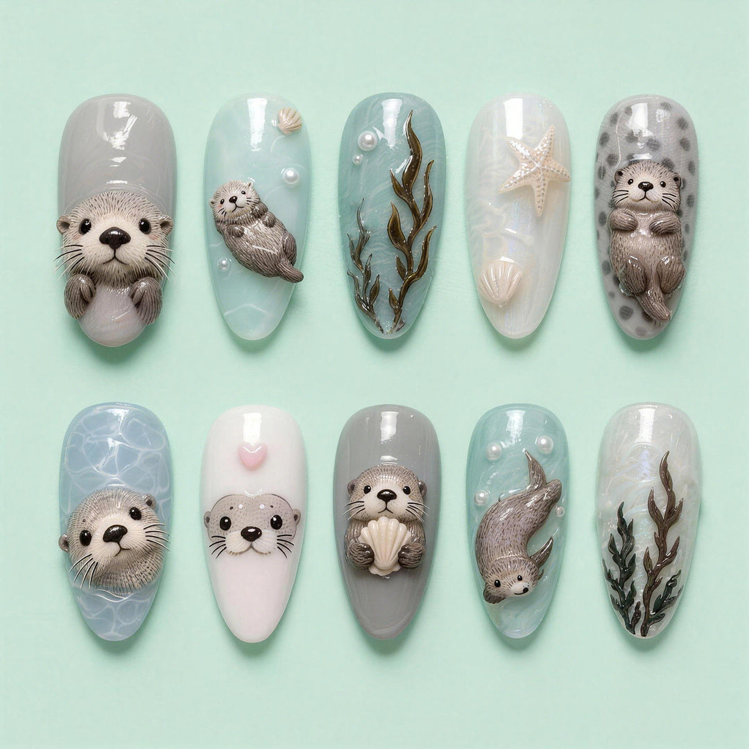 Marine Life-Themed Press-On Nail Set