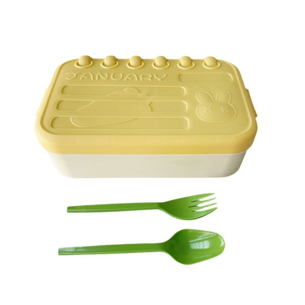 Multi-Compartment Cute Bunny-Themed Lunch Box with Utensils