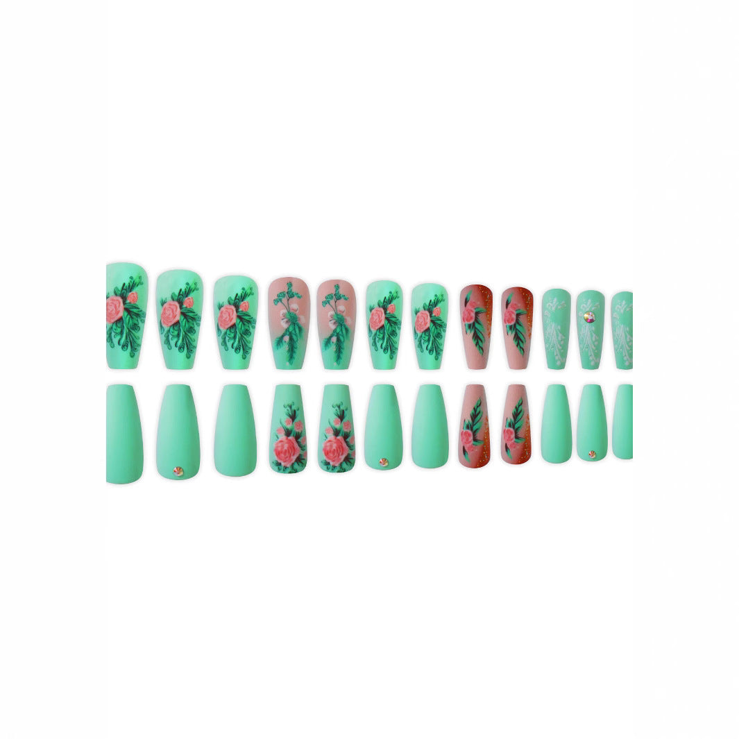 Floral Embellished Press-On Nail Set Kalsten