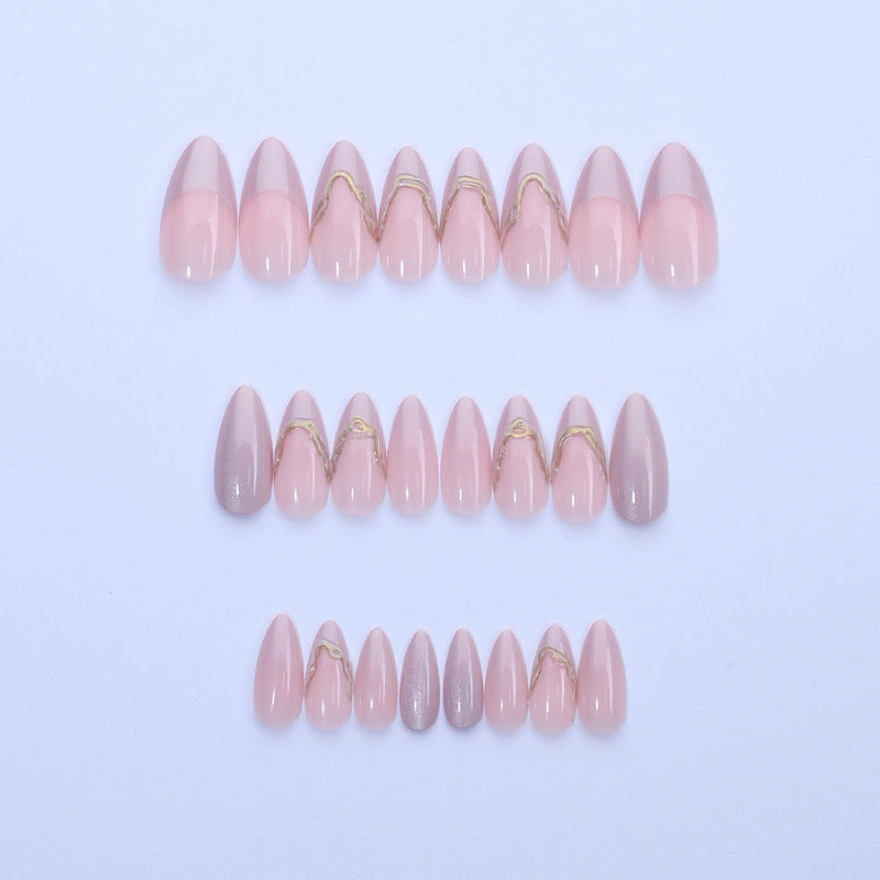 Acrylic nail set with glamorous tips and golden accents Kalsten