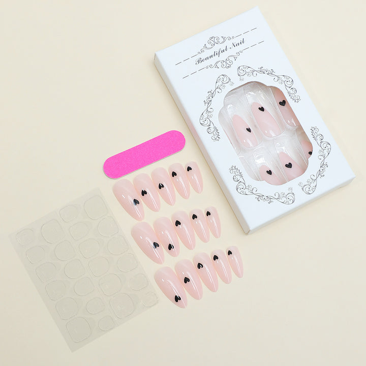 Acrylic nail set with stylish heart designs Kalsten