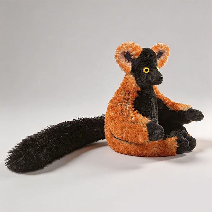 Realistic Ring-Tailed Lemur Plush Sitting Collectible with Extra-Long Striped Tail and Soft Faux-Fur Kalsten