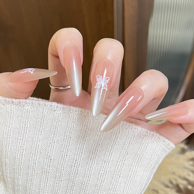 Artistic Acrylic Stiletto Nails with Butterfly Design Kalsten