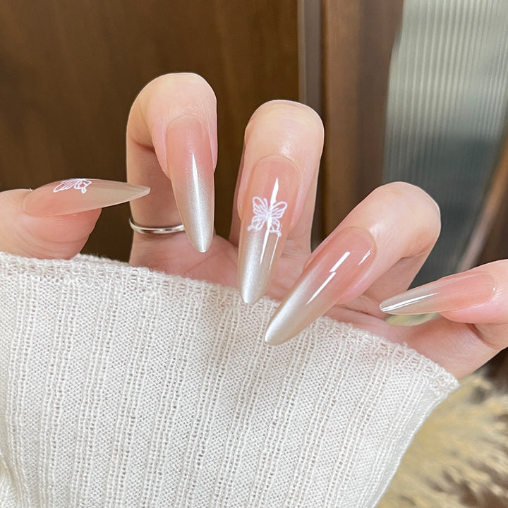Artistic Acrylic Stiletto Nails with Butterfly Design Kalsten