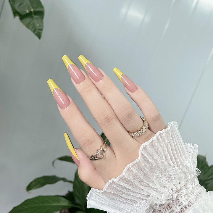 Elegant Stiletto Press-On Nail Set with Two-Tone Design Kalsten