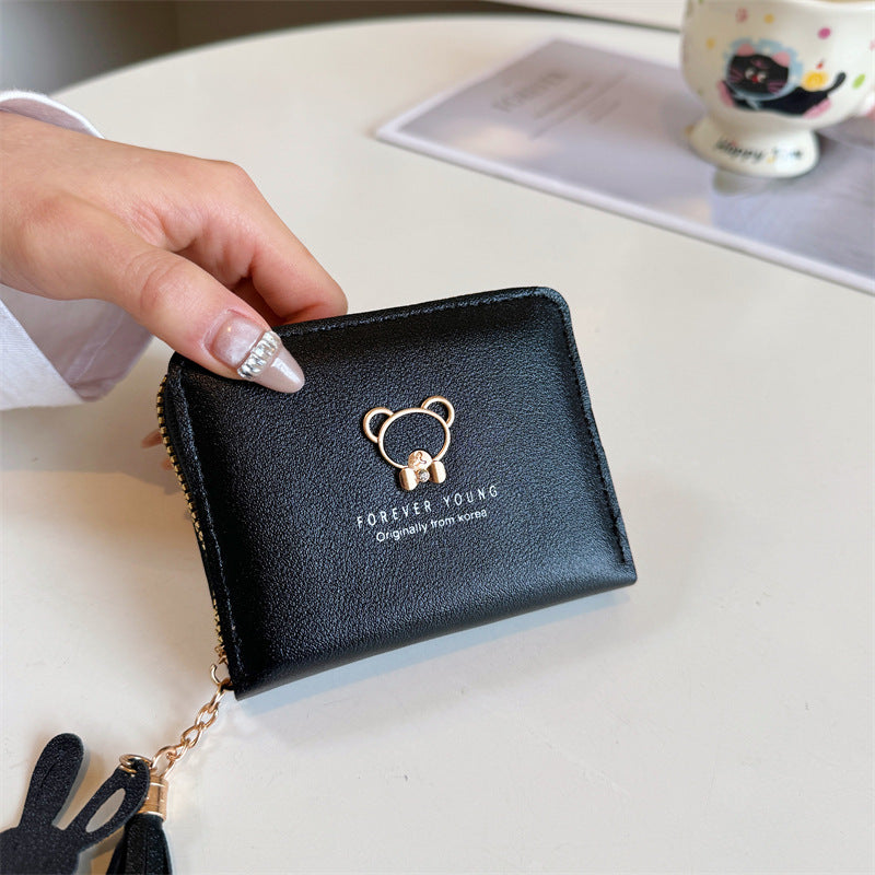 Cute Bear Charm Zipper Wallet