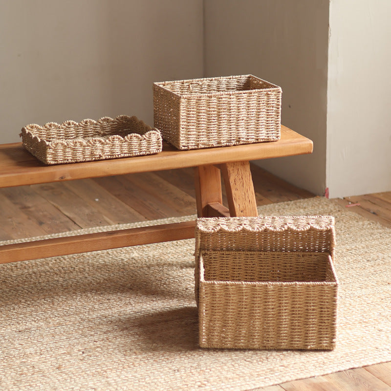 Storage basket with lid and reed design Kalsten
