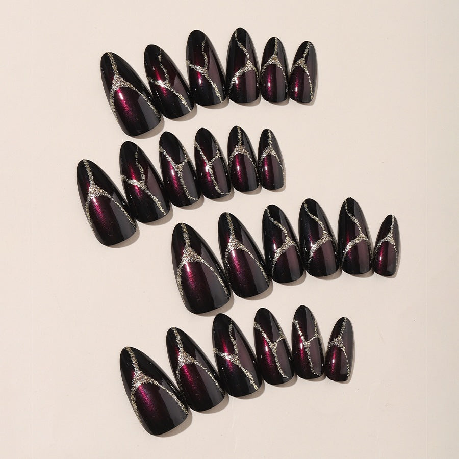Acrylic nail set with glamorous accents and high-gloss finish Kalsten