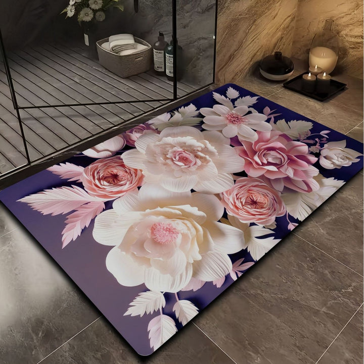 Floral Design Bath Mat Kalsten