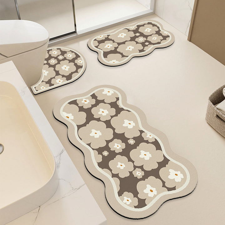 Floral Patterned Bath Mat Set