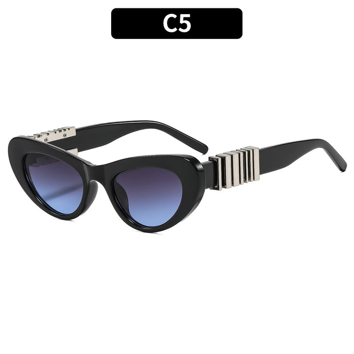 Bold Cat-Eye Sunglasses with Decorative Temple Accents