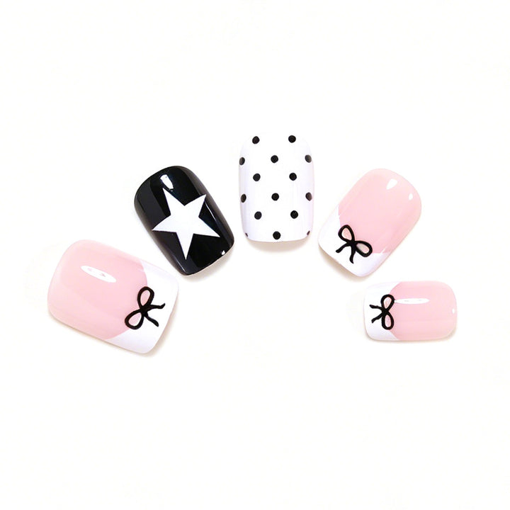 Artistic Bow and Star Nail Art Tips Kalsten