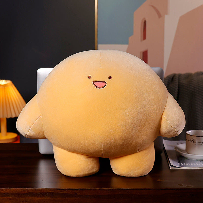Plush Round Chubby Character Cushion with Short Limbs and Embroidered Smile Kalsten