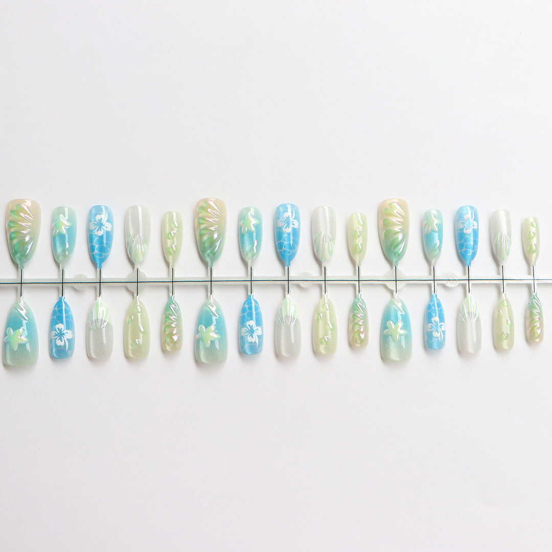 Artistic Ocean-Inspired Press-On Nail Art Set Kalsten