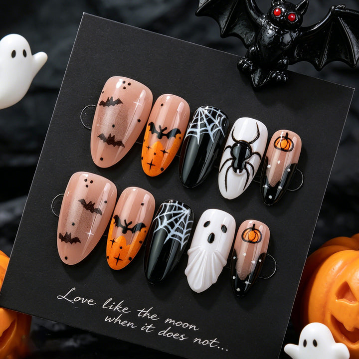 Spooky Halloween-Themed Press-On Nail Art Collection