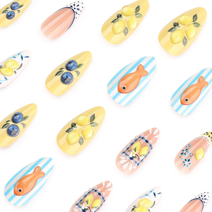 Artistic Nail Extensions with Fruity Designs Kalsten