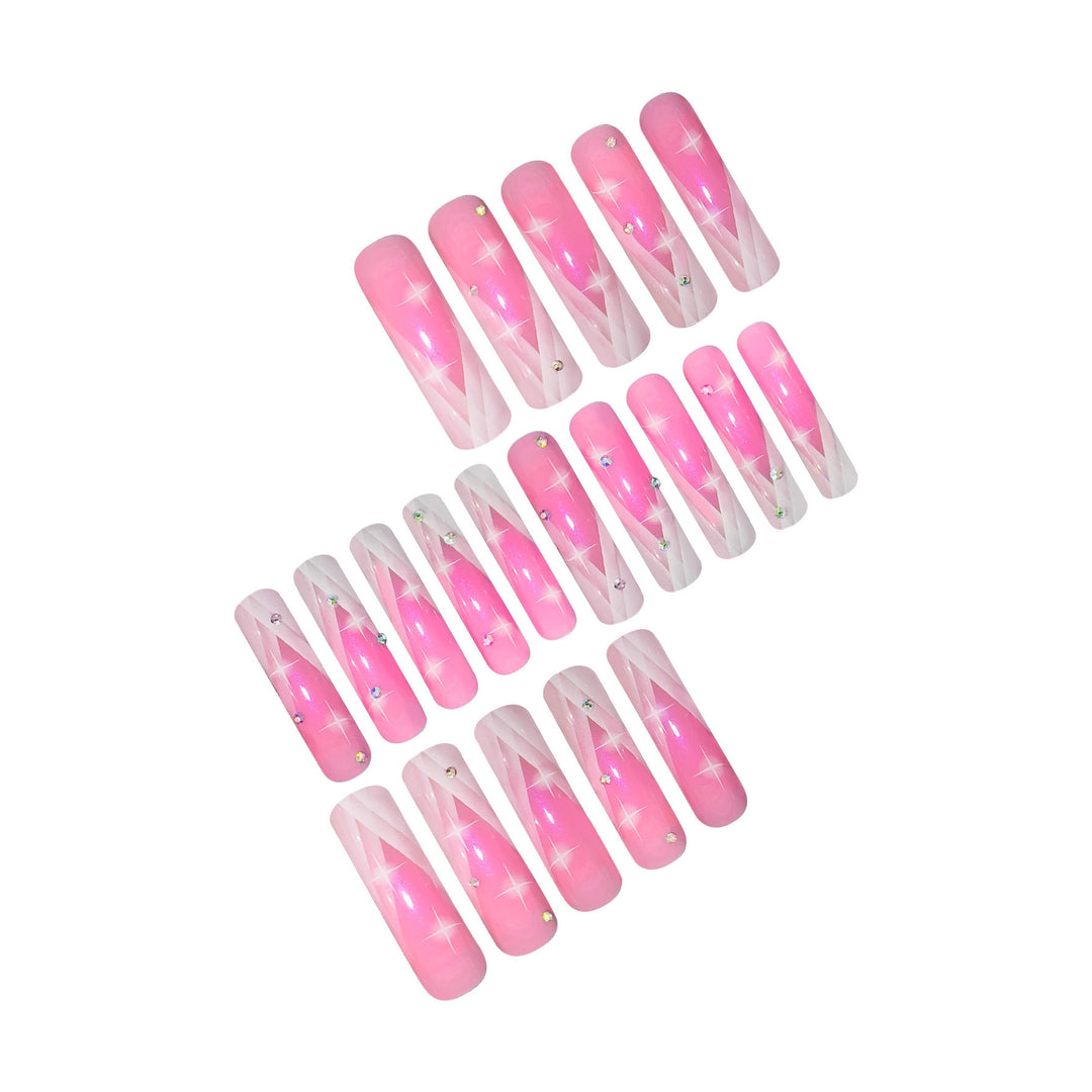 Decorative Stiletto Press-On Nails with Rhinestone Accents Kalsten