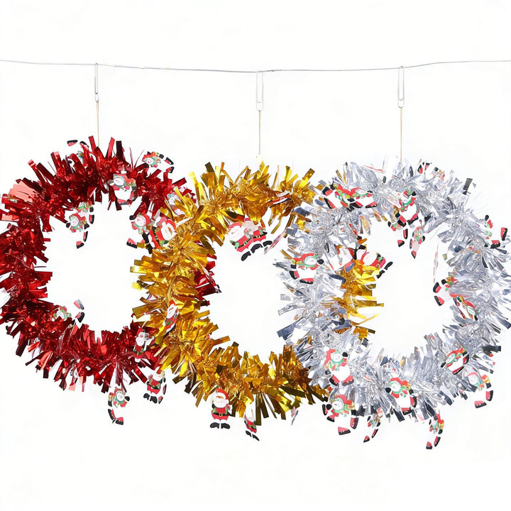 Shiny Christmas wreath with festive designs