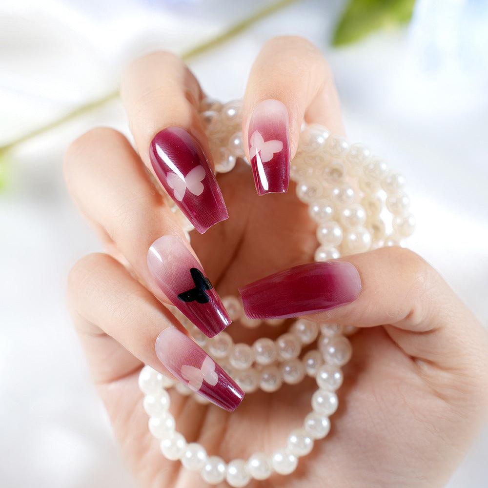 Heart-Patterned Press-On Nail Art Set Kalsten