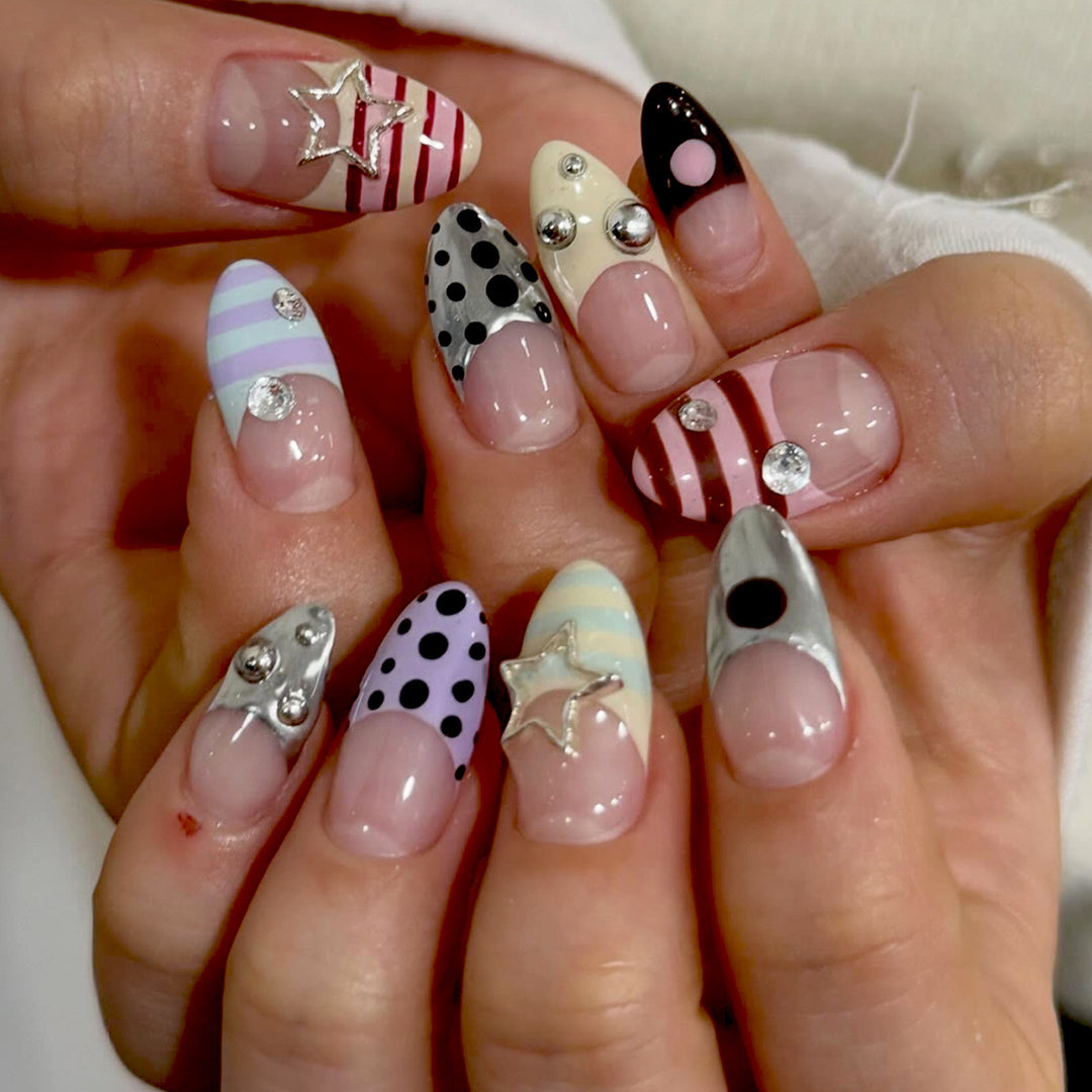 Artificial nails with creative design and sparkling accents Kalsten