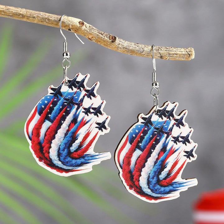 Women's handmade acrylic earrings can holder with patriotic flag motif and fish hook closure Kalsten