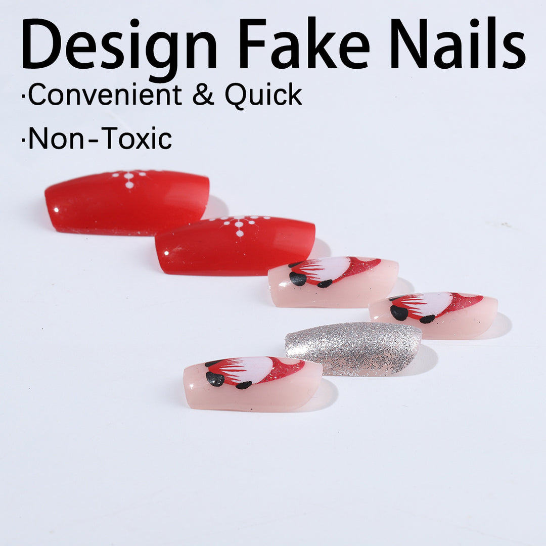 Artificial nail set with festive Christmas design Kalsten