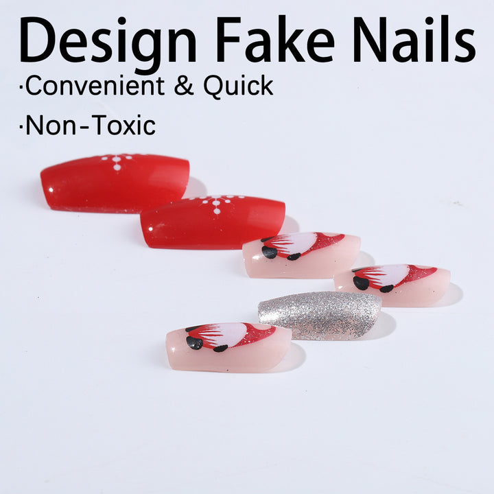 Artificial nail set with festive Christmas design Kalsten