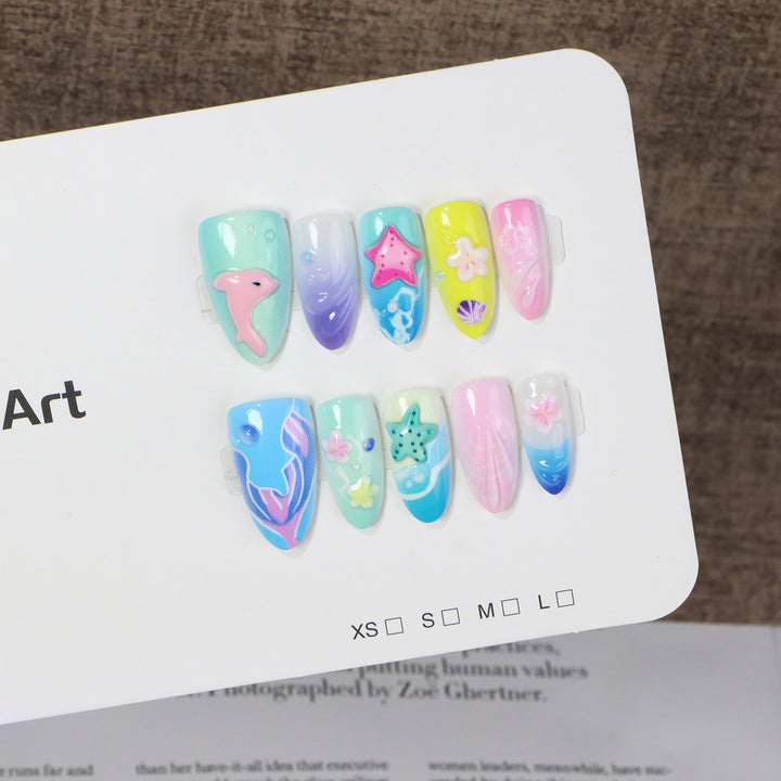 Ocean-Inspired Themed Press-On Nail Art Set Kalsten