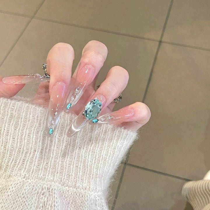 Crystal-Embellished Elegant Press-On Nails Kalsten