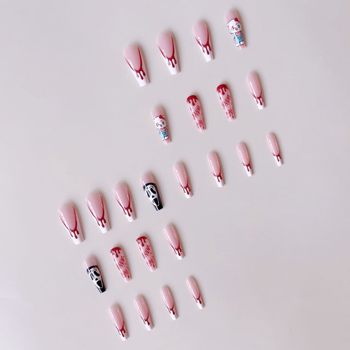 Acrylic nail set with creative Halloween design and bloody accents Kalsten