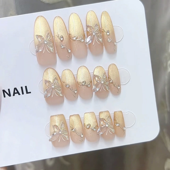 Elegantly Designed Butterfly Decorated Press-On Nail Set Kalsten